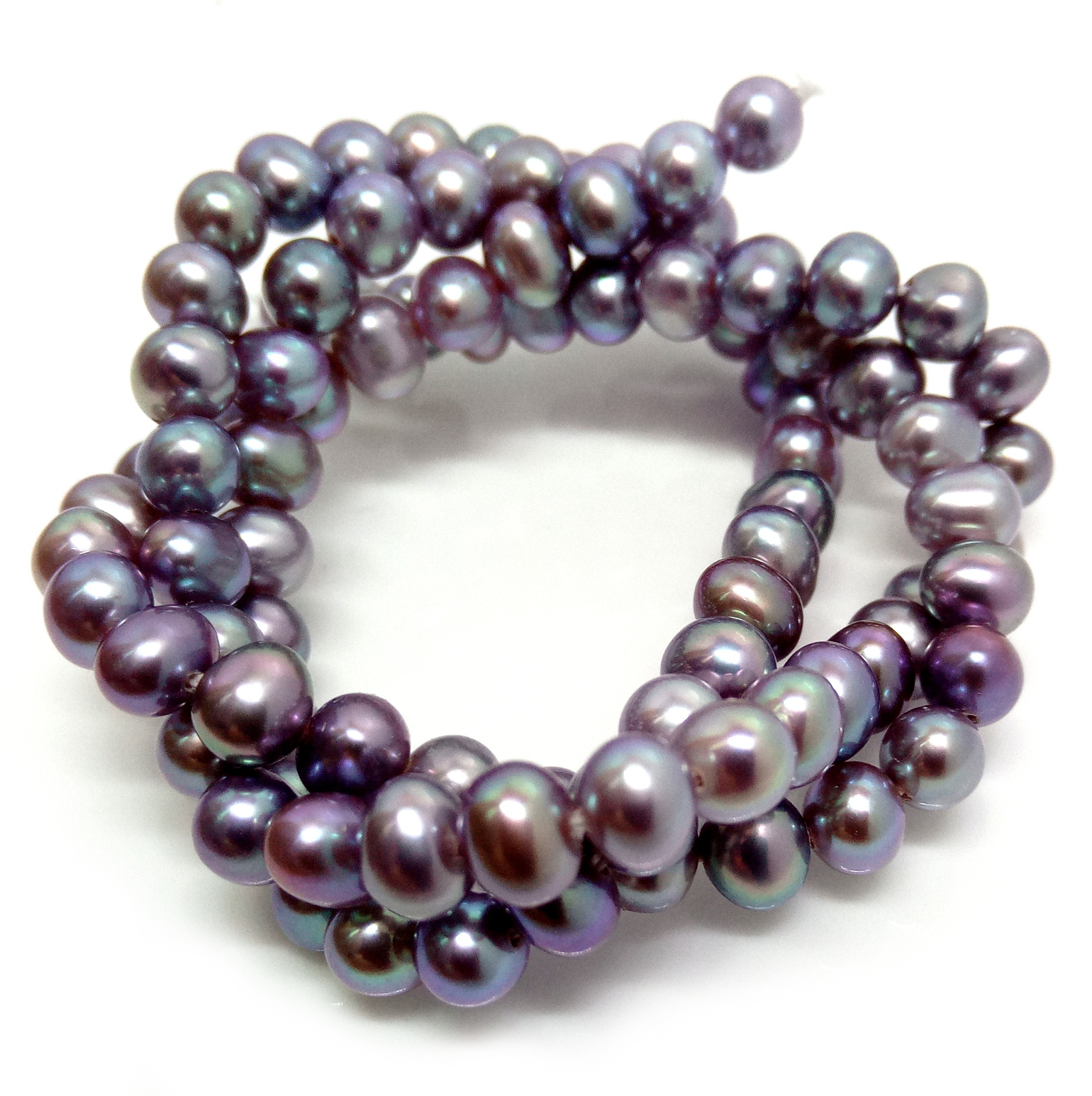 Natural Purple to Lavender 7mm Rounded Potato Pearls